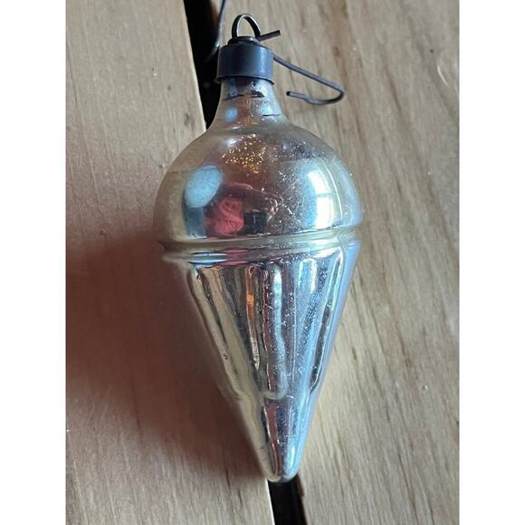 Vintage Glass Outdent ICE CREAM CONE Drop Christmas Ornament Shiny Brite - Picture 1 of 4